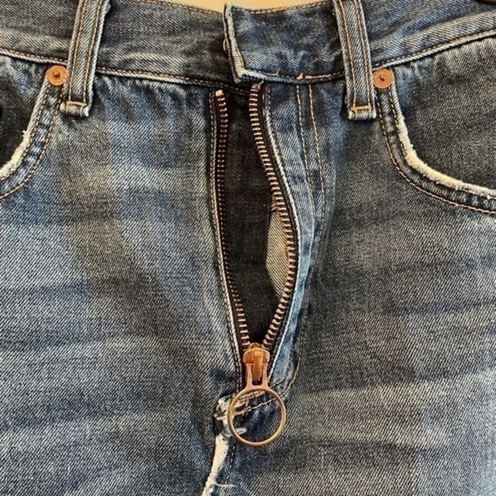 Rag & Bone Circle Zip Distressed Denim Skirt - image 5